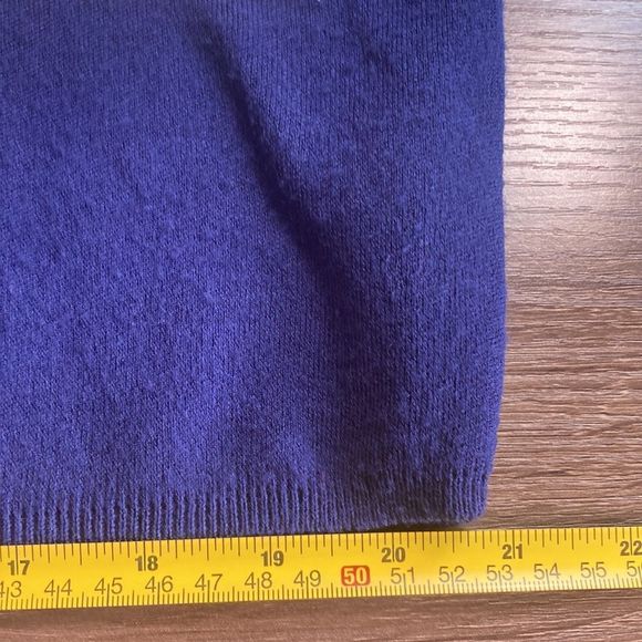 Vintage Womens  Large Blue & Cream Cardigan by Karen Lessly - Picture 7 of 9